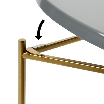 Ulani Gray and Gold Iron Nesting Side Table Set of 2