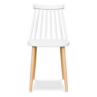 HomeRoots White And Natural Metal and Plastic Windsor Back Dining Side Chair