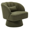 Swivel barrel armchair, 360 degree velvet upholstered armchair with striped backrest, ergonomic design, suitable for living room bedroom backyard etc - 2 of 4