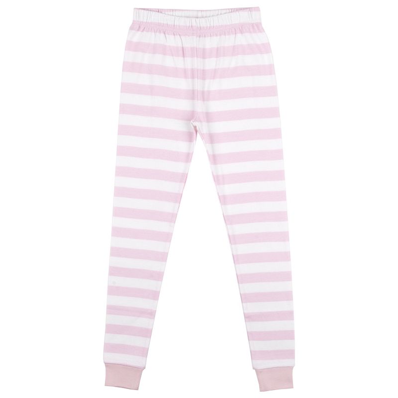 Believe In Magic Youth Girls Pink & White Striped Long Sleeve Shirt & Pant Set, 4 of 5