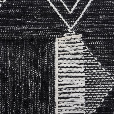 Black and Ivory Flat Woven Handmade Wool Area Rug, 5 x 8 ft
