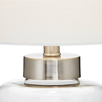 Clear Glass Fillable Table Lamp with Off-White Fabric Shade