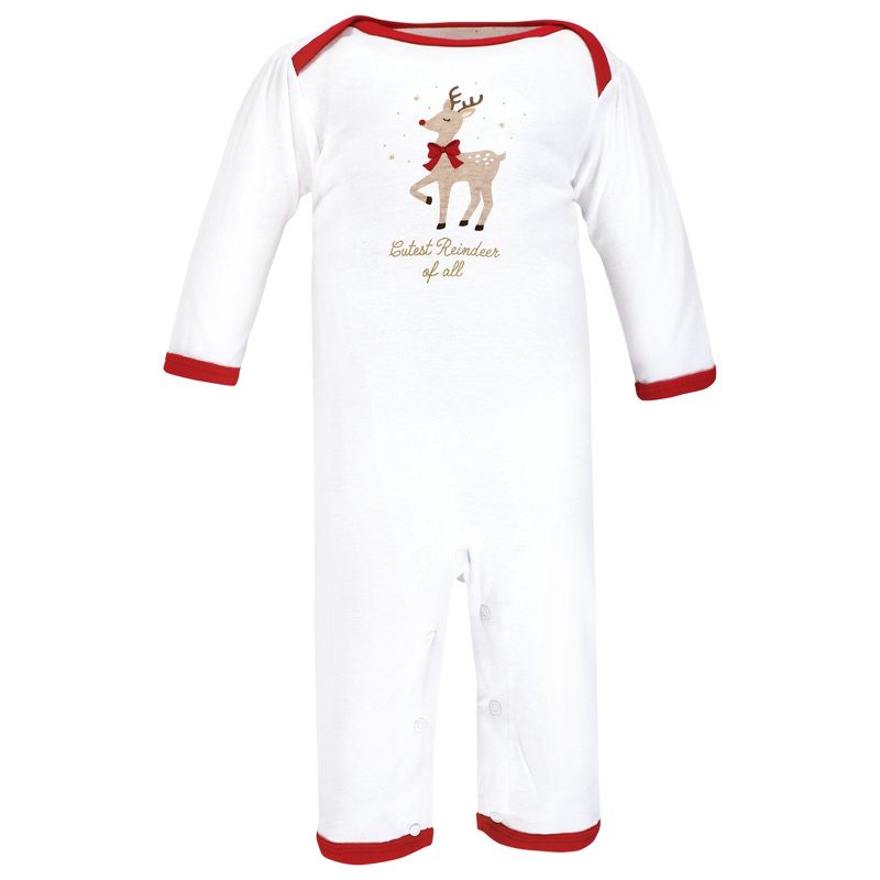 Hudson Baby Infant Girl Cotton Coveralls, Fancy Rudolph, 4 of 7