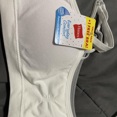HANES Girls 3-Pack Beige White Blue Bra Everyday Comfort Size (XL)
