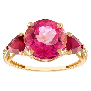 Designs By Gioelli 10K Yellow Gold Pink Topaz, Ruby And Diamond Accent Ring - 1 of 3