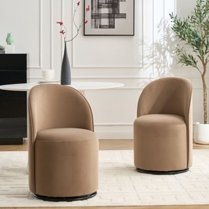NicBex Velvet Barrel Swivel Dining Chairs Set of 1,Round Upholstered Armless Swivel Kitchen Chairs for Dining Room,Living Room,Kitchen - 1 of 4