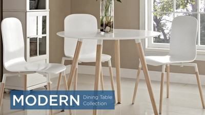 White Round Wood Contemporary Dining Table