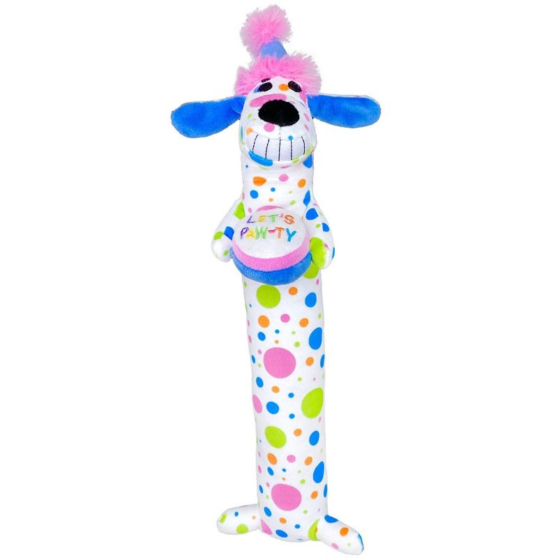 Multipet Birthday Polka Dots Loofa Dog Toy - 12&#34;, 1 of 4