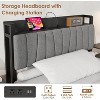 Bed Frame with Storage Headboard & Drawer, Industrial Black Platform Bed with Charging Station, Sturdy Wood Slats, No Box Spring Required - 4 of 4