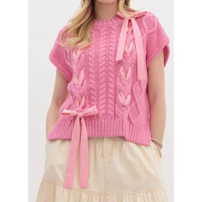 Women's Ribbon Short Sleeve Sweater - entro