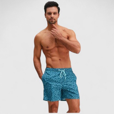 Anna-Kaci Swim Anna-Kaci Men's Abstract Print Swim Trunks with Elastic Waistband and Adjustable Drawstring - Medium, Blue — фото 3
