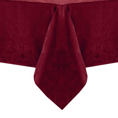 Elrene Home Fashions Caiden Damask Tablecloth - 52x70 Inch Cranberry Rectangle, Water Stain Resistant Polyester