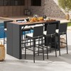 Costway 7 Pieces Patio Bar Set with Acacia Wood Tabletop & Removable Cushions Outdoor - 2 of 4