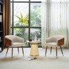 ARTPLAN Mid Century Modern Dining Chair Set of 2,Faux Leather Uphoolsted Accent Arm Chair,Walnut with Beech Feet for Dining Room/Home Office - 2 of 4