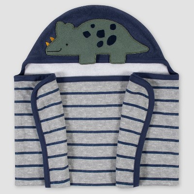 Gerber Baby Boys' Dino Hooded Bath Wrap - Blue