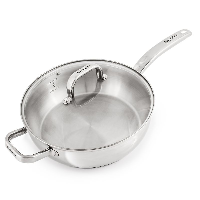 BergHOFF Belly Shape 18/10 Stainless Steel Skillet With Glass Lid, 3 of 5