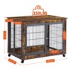 Rustic Brown Dog Crate Furniture - 38.58" Wooden Kennel Table w/ Chew-Proof Metal Edges & Triple Doors | Indoor Pet House for Large/Medium/Small Dogs - 3 of 4