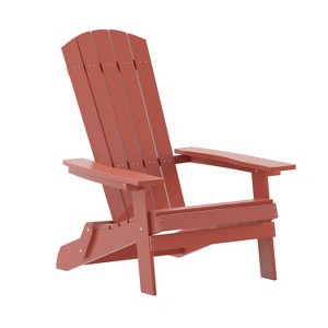 Merrick Lane Poly Resin Folding Adirondack Lounge Chair - All-Weather Indoor/Outdoor Patio Chair - 1 of 4