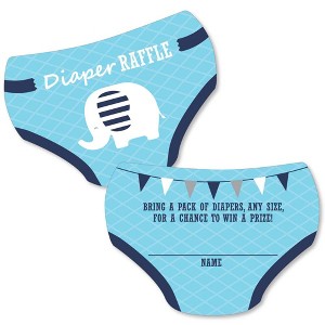 Big Dot of Happiness Blue Elephant - Diaper Shaped Raffle Ticket Inserts - Boy Baby Shower Activities - Diaper Raffle Game - Set of 24 - 1 of 4