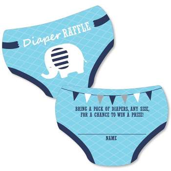 Big Dot of Happiness Blue Elephant - Diaper Shaped Raffle Ticket Inserts - Boy Baby Shower Activities - Diaper Raffle Game - Set of 24