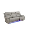 MAYEERTY Power Reclining Sofa, Electric 3-Seat Breathable Leather Recliner with USB Charging, LED Lighting for Living Room, Light Grey - 2 of 4