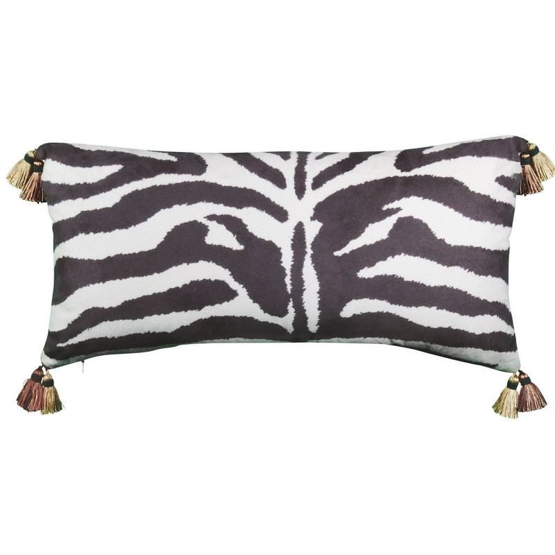 14&#34;x26&#34; Oversized Faux Suede Animal Print Reversible Lumbar Throw Pillow Brown - Edie@Home, 3 of 9
