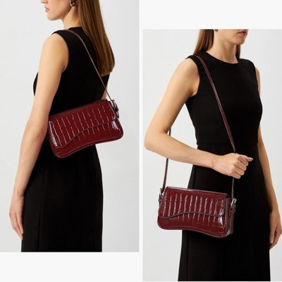 BEAFUP Small Shoulder Bag Y2K Purses for Women Crocodile Handbag Clutch Purse Classic Crossbody Bag Satchel Purse