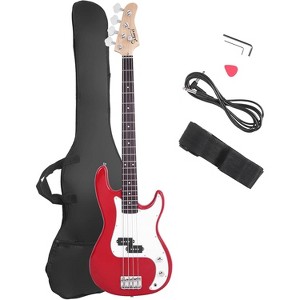 Glarry Electric Bass Guitar Full Size 4 String Rosewood Basswood Fire Style Exquisite Burning Bass ,Red - 1 of 4