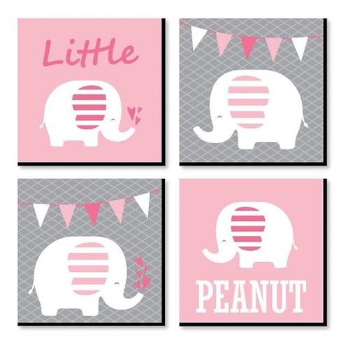 Big Dot Of Happiness Pink Baby Elephant - Kids Room, Nursery Decor And Home  Decor - 11 X 11 Inches Nursery Wall Art - Set Of 4 Prints For Baby's Room :  Target