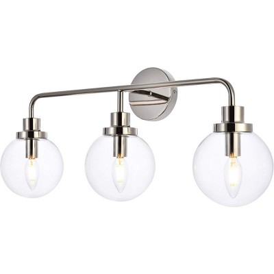Hanson 3-Light Polished Nickel and Clear Glass Bath Sconce