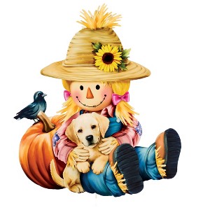 Collections Etc Girl Scarecrow and Puppy Outdoor Garden Stake - 1 of 2