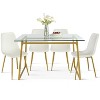 Mona+Bingo 5 Piece Gold Rectangular Clear Tempered Transparent Glass Table with 4 Upholstered Side Chairs-Maison Boucle - 4 of 4