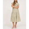 August Sky Women's Collared V-Neck Flap Pockets Tiered Midi Dress - 4 of 4