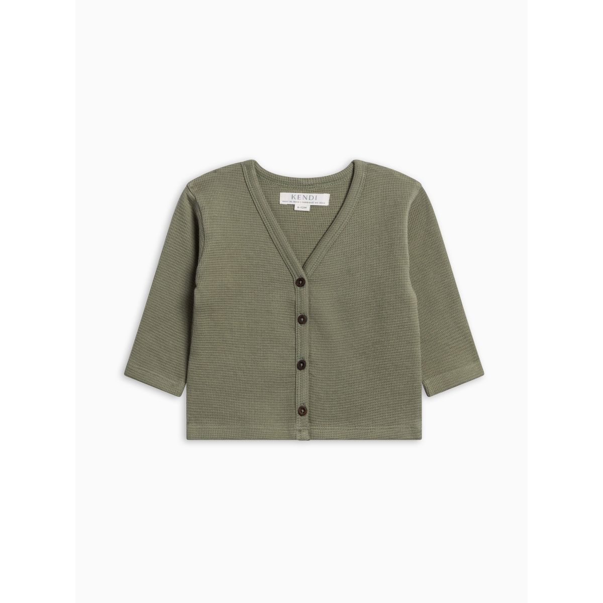Wells Waffle Knit Button Cardigan - Fern