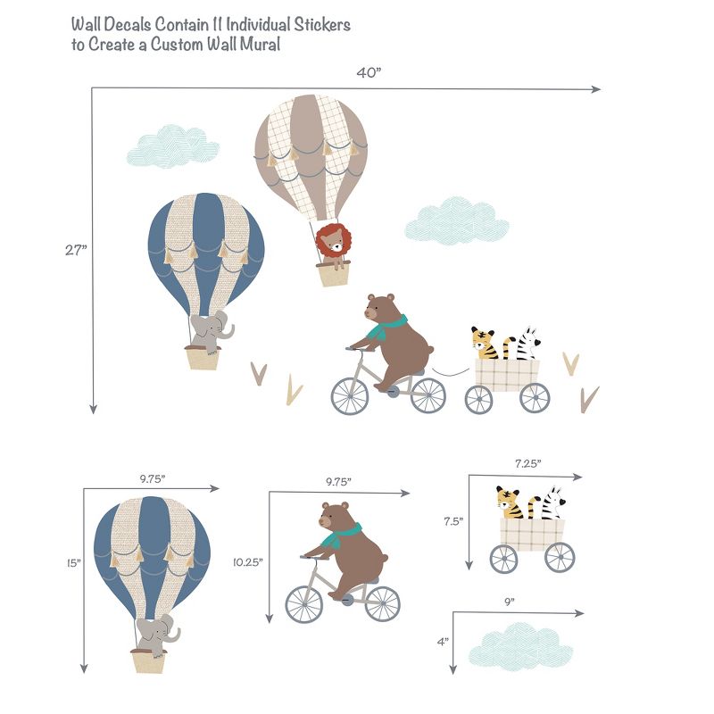 Bedtime Originals Up Up & Away Hot Air Ballon Animals Wall Decals, 2 of 5