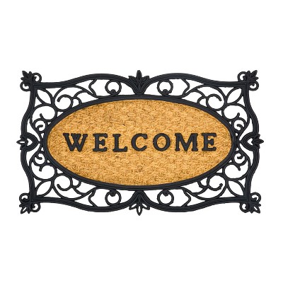 Evergreen Welcome Coir and Rubber Grate Mat Indoor Outdoor Natural Coir Doormat Home Decor