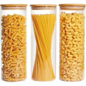 70 oz glass food storage jars, 3-pack, large capacity kitchen storage jars with airtight bamboo lids. - 1 of 4