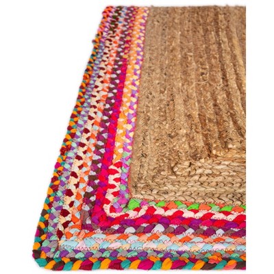 Handmade Blue and Brown Braided Jute 5' x 8' Area Rug
