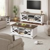 Garvee Farmhouse Coffee Table with Storage 48'' Center Table Industrial Cocktail Table with Sliding Barn Doors for Living Room,Office, White - 4 of 4