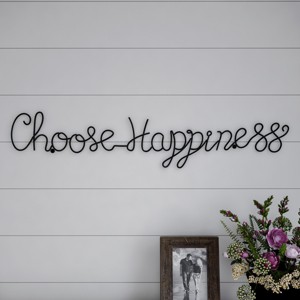 Hastings Home Metal Cutout - Choose Happiness Cursive Cutout Sign - 3D Word Art Home Accent Decor - Perfect for Modern Rustic or Vintage Style - 1 of 4