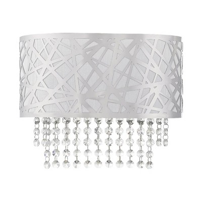 Polished Chrome Laser-Cut 1-Light Wall Sconce with Crystals