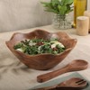 Gibson Home Sandhurst 3-Piece Wooden Salad Bowl Set -12-Inch Scalloped Bowl with Wooden Salad Servers - 2 of 4