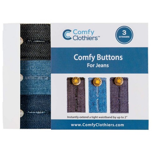 Comfy Clothiers Waistband Expander Jeans & Denim Waist Button Extenders -  3-Pack
