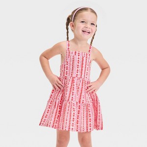 Toddler Girls' Hearts Tank Valentine's Day Dress - Cat & Jack™ Red/Pink - 1 of 3