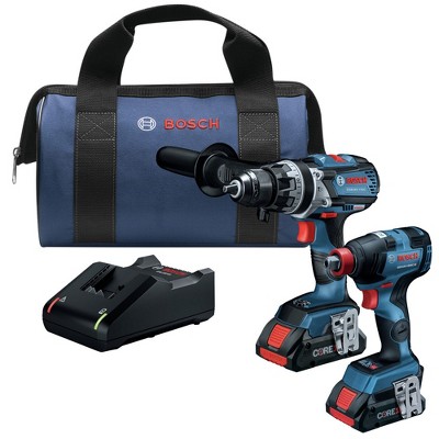 Bosch GXL18V-224B25-RT 18V Brute Tough Connected-Ready EC Brushless Li-Ion 1/2 in. Cordless Hammer Drill Driver / 1/4  / 1/2 in. 2-In-1 Impact Driver