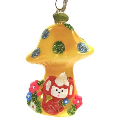 Holiday Ornament 4.0" Retro Mouse & Mushroom Kitsch Spring Easter Toadstool  -  Tree Ornaments