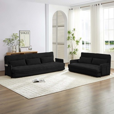 Mjkone Muti-Functional Folding Sofa Bed,Floor Sofa Bed Set,Lazy Sofa with Pillows,6 Position Adjustable Backrest