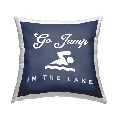 Stupell Industries Go Jump in the Lake Blue Swimmer Printed Pillow, 18 x 18