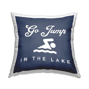 Stupell Industries Go Jump in the Lake Blue Swimmer Printed Pillow, 18 x 18 - 1 of 3