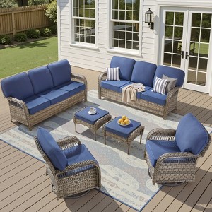 Buenhomino All-Weather Wicker Patio Sofa Conversation Set，6 Piece Patio Furniture Set - 1 of 4